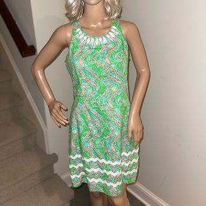 Alligator Print Lilly Pulitzer Dress with Gemstone Lined Collar